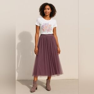 Peruvian Connection Masala Giselle Mesh Tulle Pleated Maxi Skirt XL